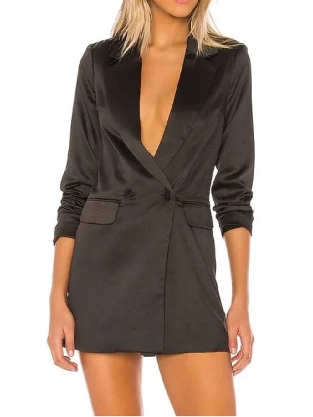 SUPERDOWN Long Satin Blazer